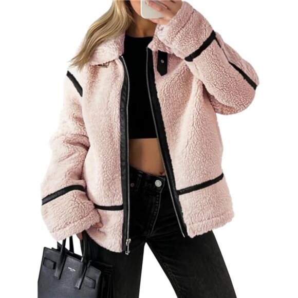 Jackets & Blazers - Womens Faux Fur Jackets Winter Trendy Pink